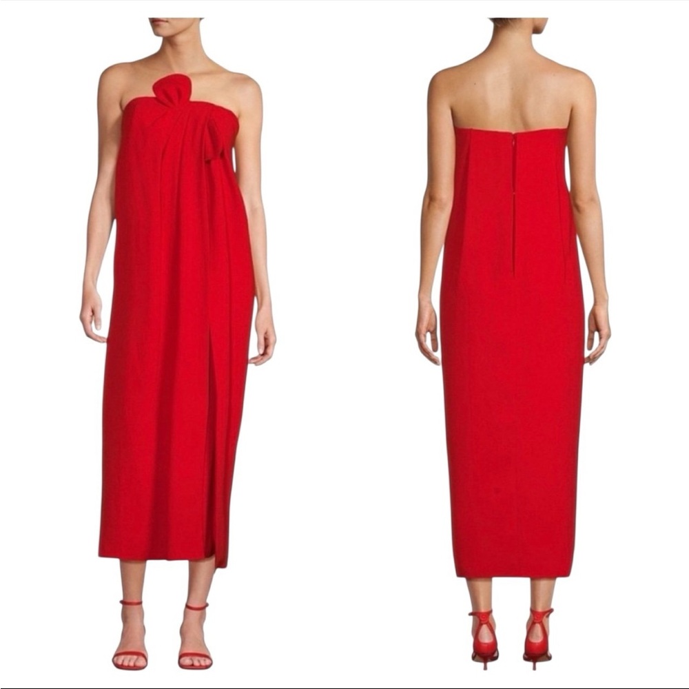 ANTONIO MELANI Strapless Red Midi Dress